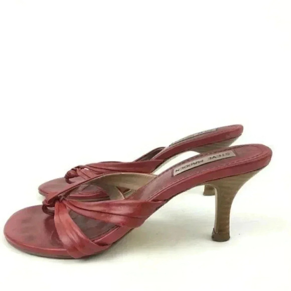 Steve Madden Heels Size 6.5 Kisses Red Leather - Picture 3 of 8